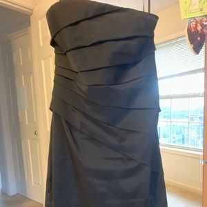 Ruched Black Strapless Dress